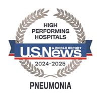 High Performing Hospitals US News & World Report Emblem for 2024-2025 | Pneumonia