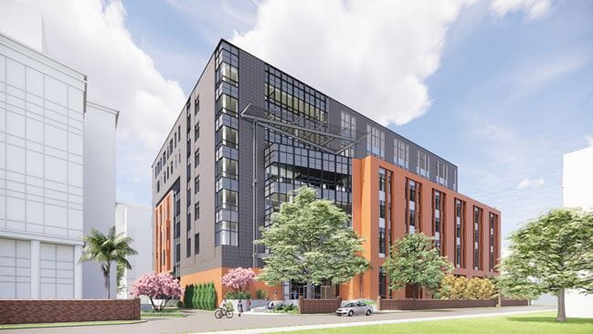 architectural rendering of new building viewed from Bee Street