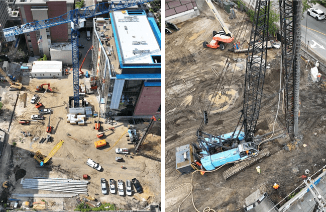 Pile driving begins for new COM building