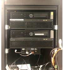 Rack of computers and equipment used for presentations