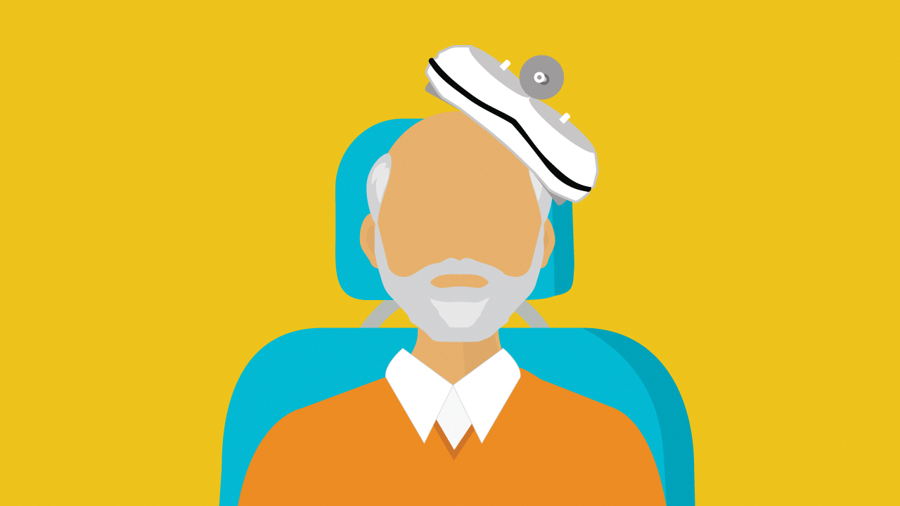 Man receiving TMS treatment