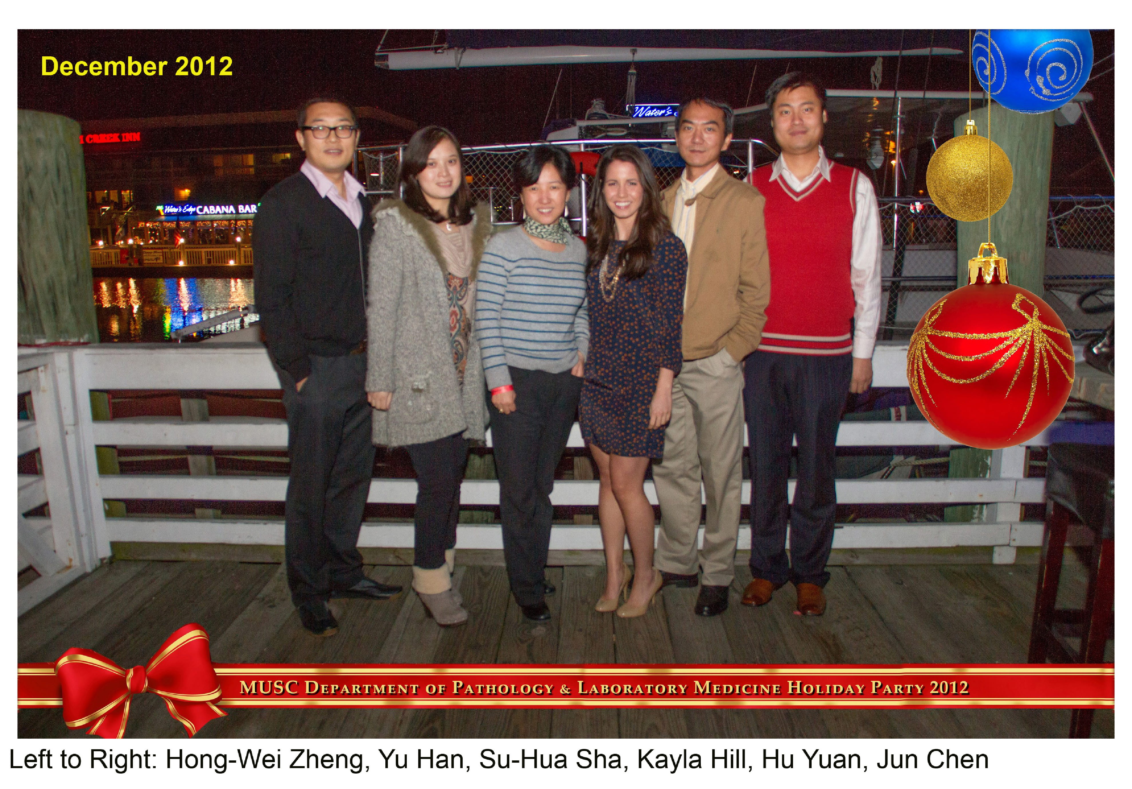 Left to Right: Hong-Wei Zheng, Yu Han, Su-Hua Sha, Kayla Hill, Hu Yuan, Jun Chen