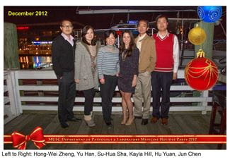 Left to Right: Hong-Wei Zheng, Yu Han, Su-Hua Sha, Kayla Hill, Hu Yuan, Jun Chen