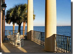 Porch overlooking the Charleston harbor