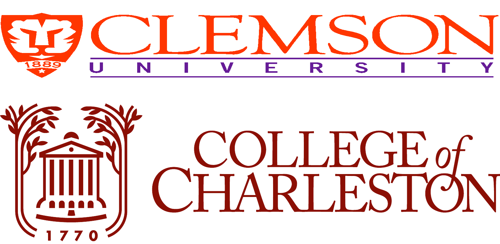 Logos of Clemson and CofC