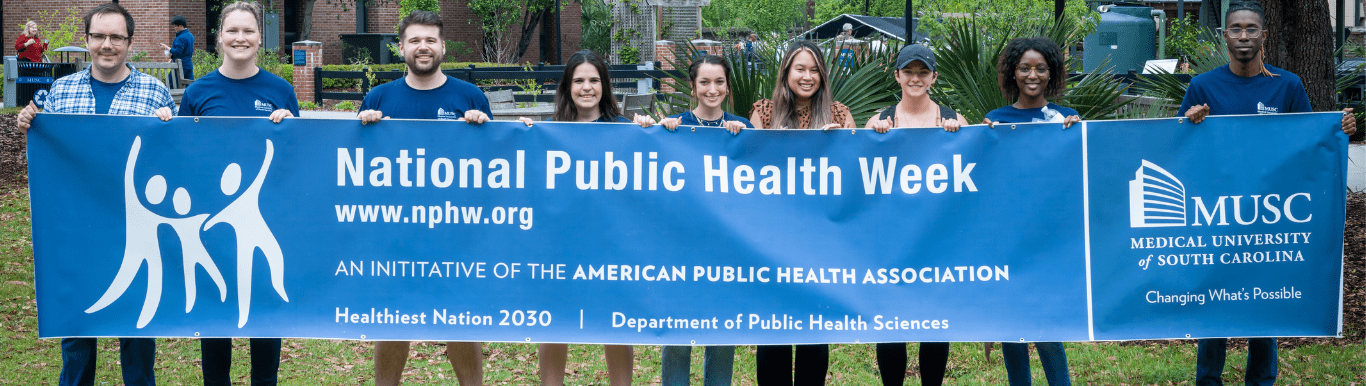 DPHS Students pose with the National Public Health Week during 2022's Mental Health Fair