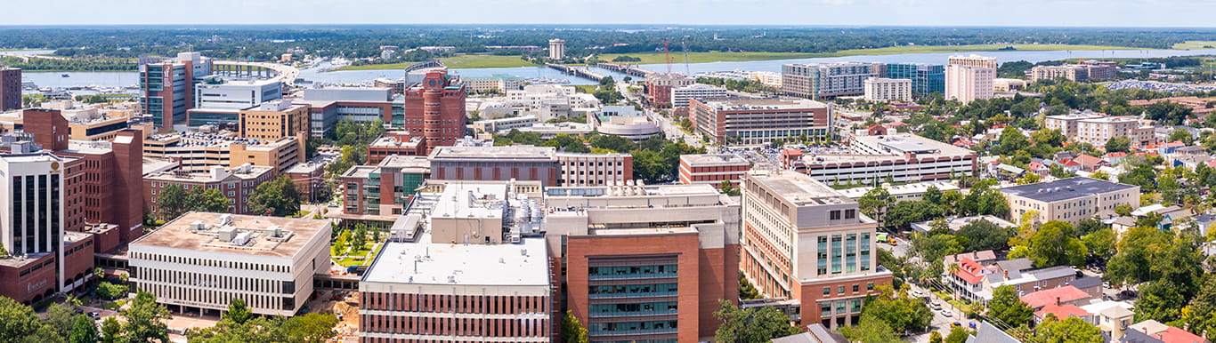Aerial view of MUSC's Charleston Campus
