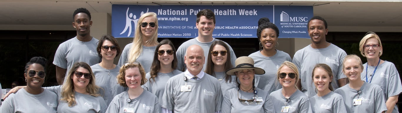Posed group photo of faculty, staff, and students at National Public Health Week.