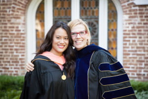 M.P.H. student after hooding ceremony with her mentor