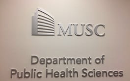 Silver MUSC logo above silver words, Department of Public Health Sciences