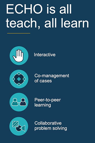 ECHO is all teach, all learn: interactive, co-management of cases, peer-to-peer learning, collaborative problem solving