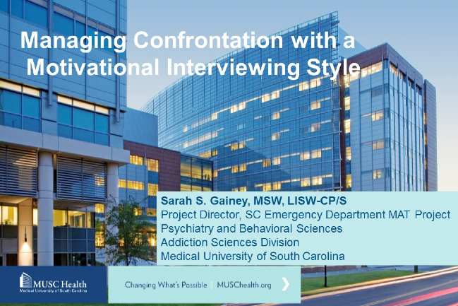 Cover of Managing Confrontation with a Motivational Interviewing Style
