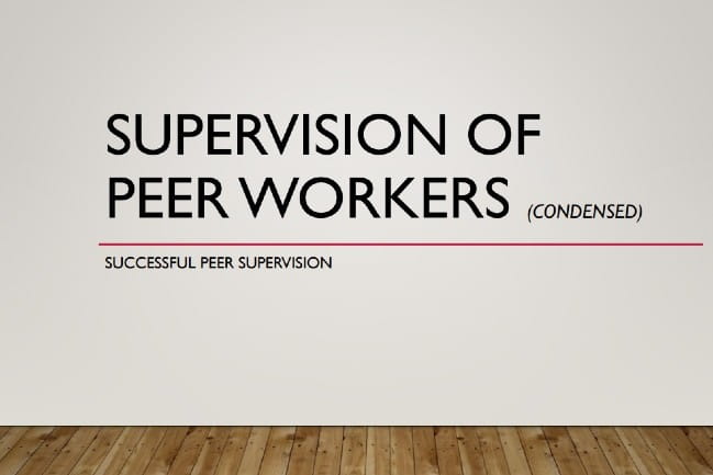 Supervision of Peer Workers intro slide