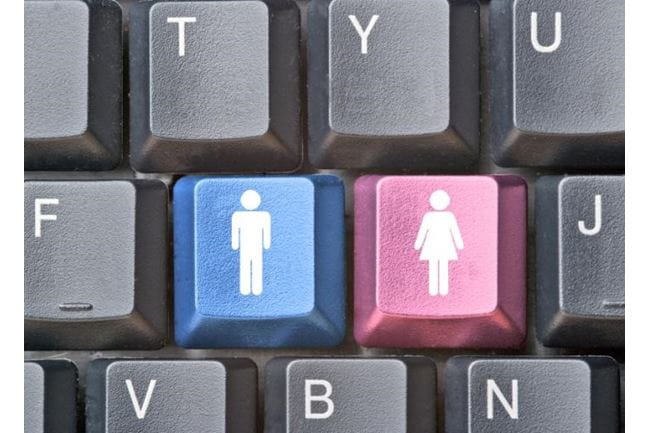 keyboard with blue male shape and pink female shape keys