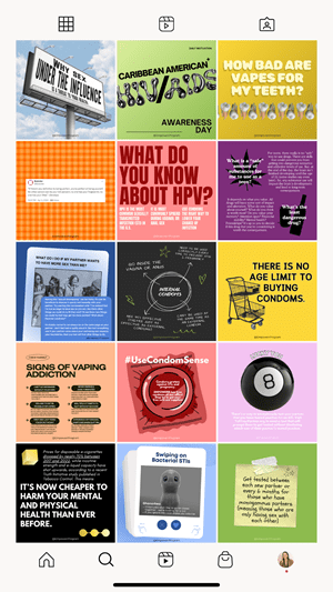 EMPOWERR's Instagram grid displaying their colorful and informative graphics