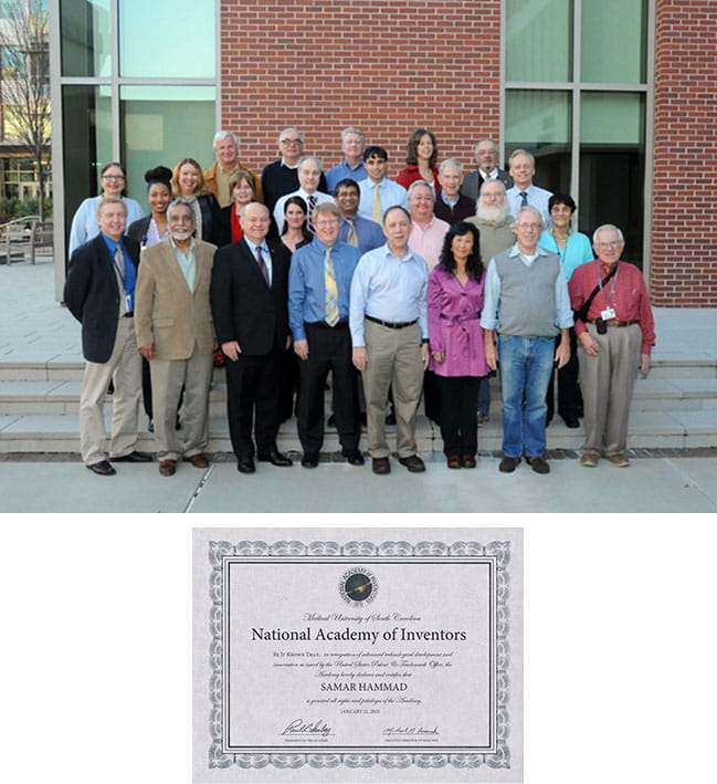 Dr. Hammad posing with faculty members of the MUSC Inaugural Chapter of the National Academy of Inventors on January 21, 2015.