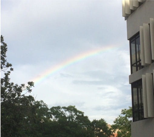 Rainbow over campus (or what you see when the data are good)