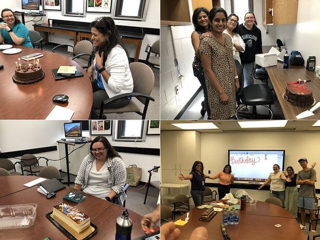 Kourtidis lab celebrating birthdays