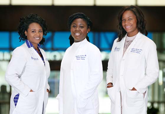 Quiana Kern, M.D., Kiandra Scott, M.D. and Avianne Bunnell, M.D. are pursuing surgical specialties at MUSC.
