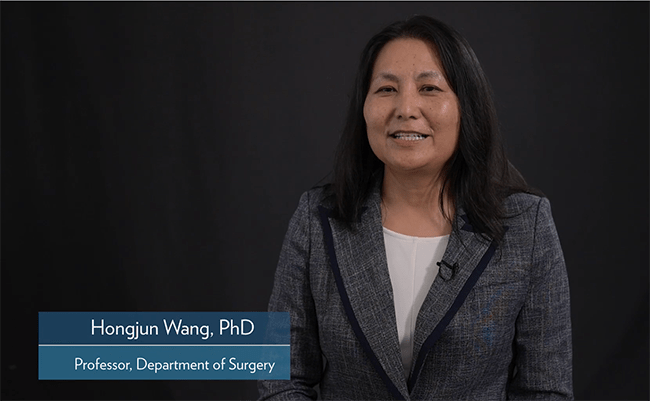 Hongjun Wang discusses the research in her lab.