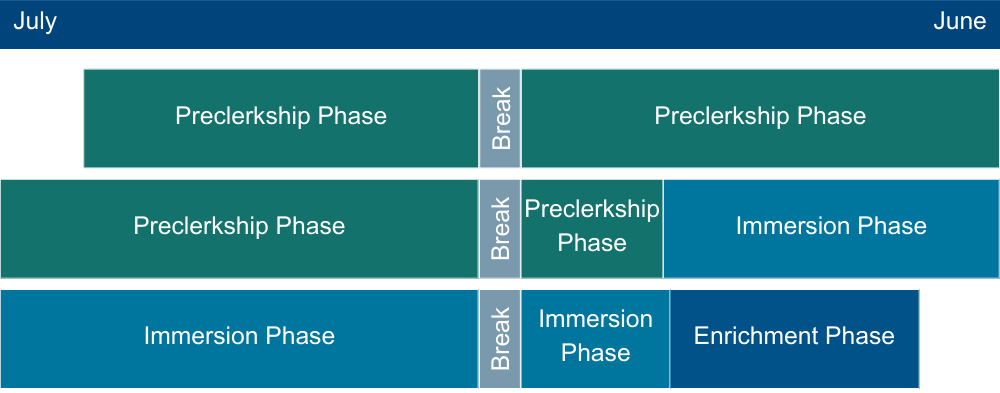 College of Medicine Accelerated Medical Pathway Timeline chart.