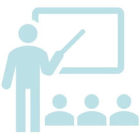 Graphic of presenter at whiteboard
