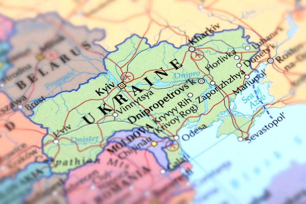 Map showing Ukraine.